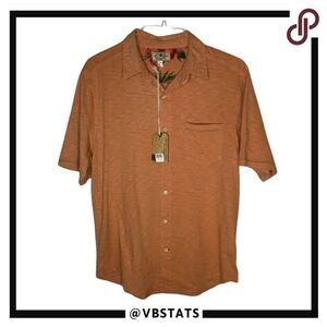 True Grit Pocket Short Sleeve Button Down Shirt Size Medium in Papaya Color‎